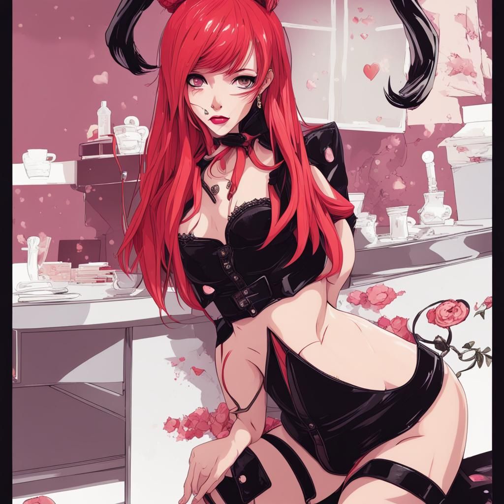 Digital Art: Adolescent Figure in Red Room