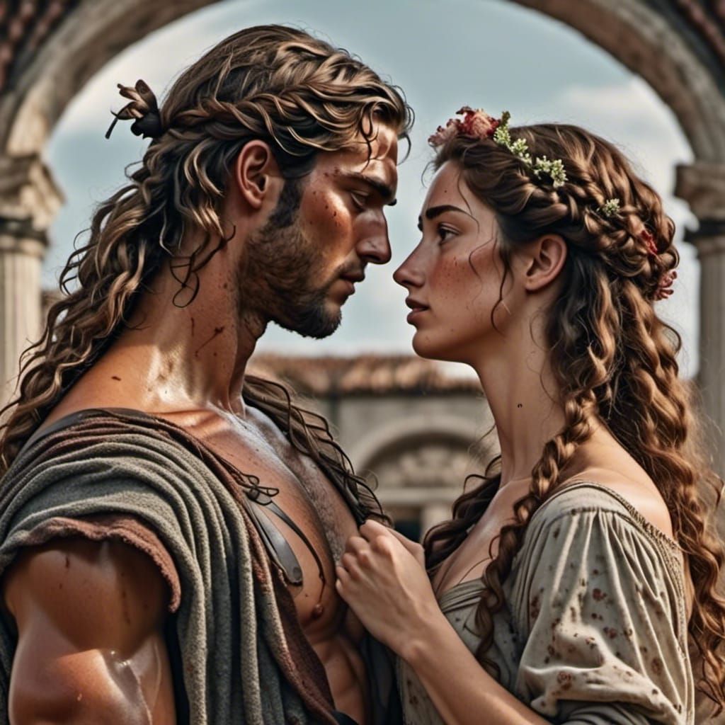 Ariadne and Dionysus Dancing in Ukiyo-e Style