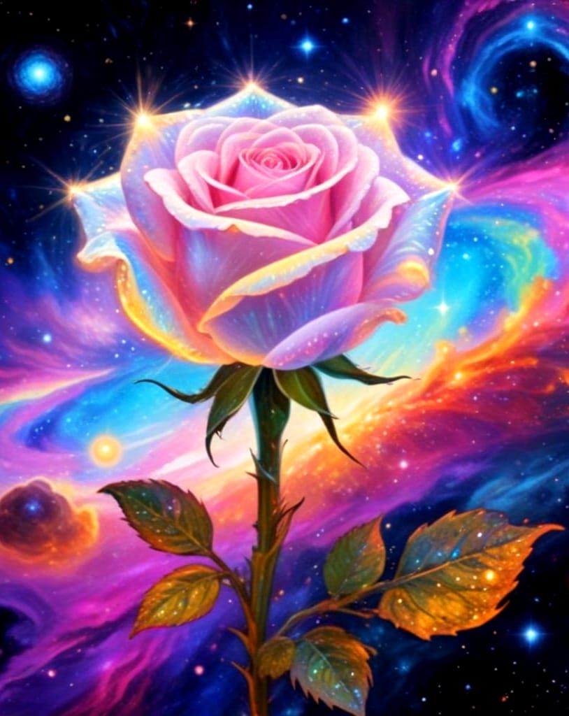 Cosmic Rose with Star-Like Blossoms in Astral Space