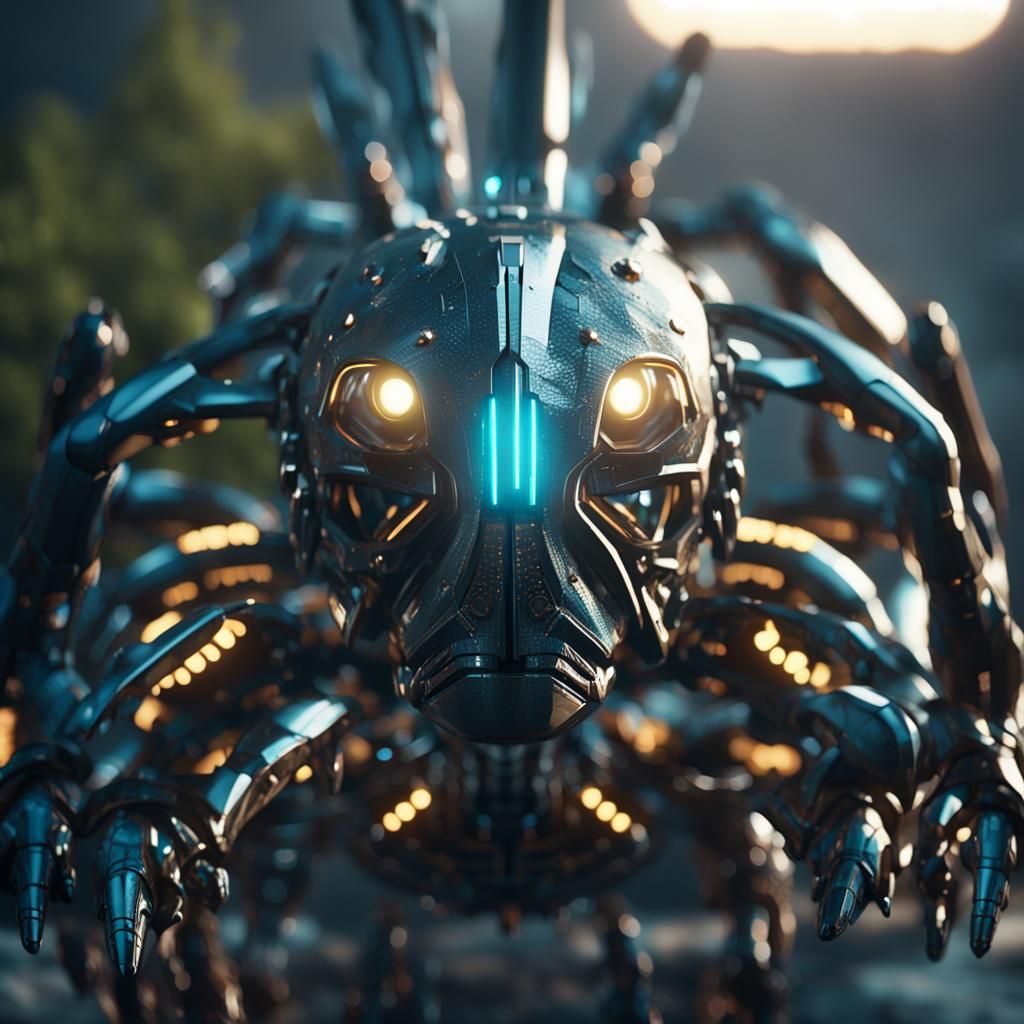 Futuristic Sci-Fi Hybrid Creature in Cyberpunk Style