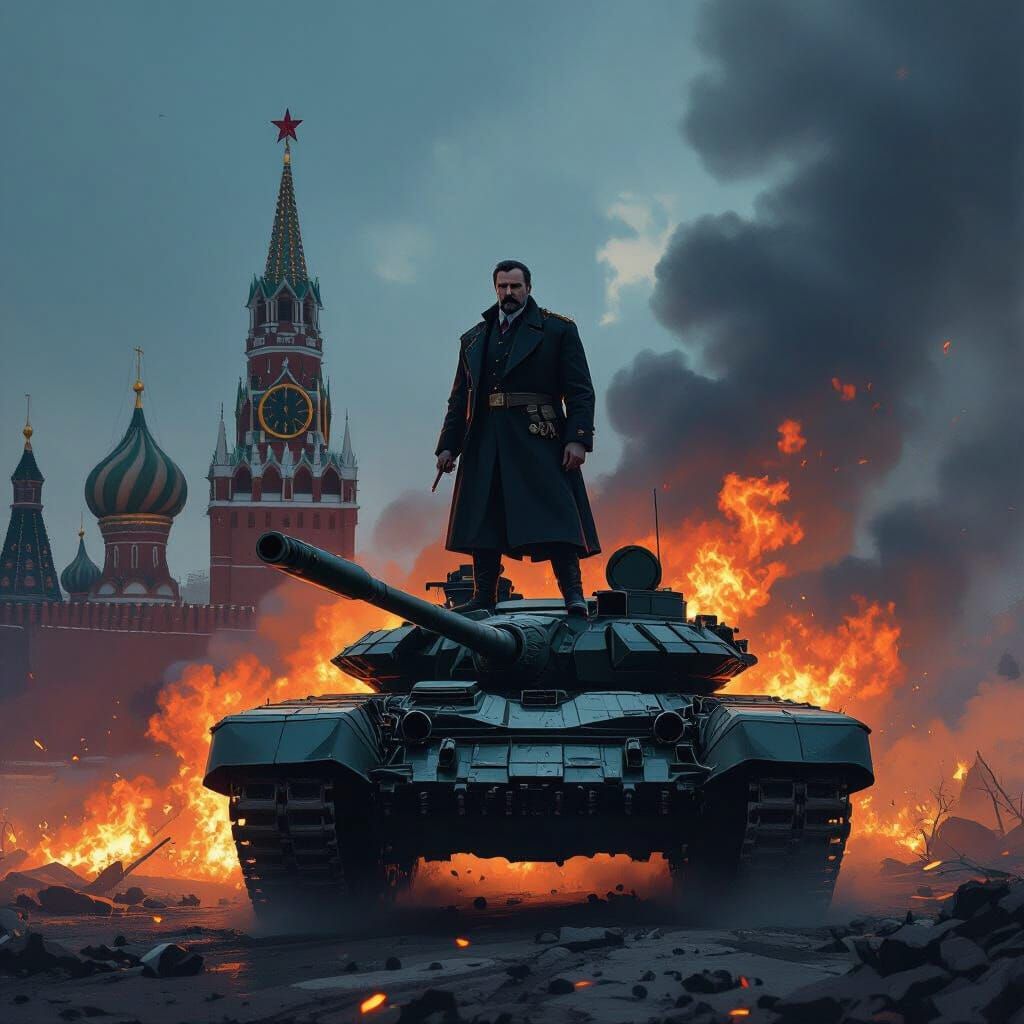 Taras Shevchenko on Burning Tank Before Kremlin