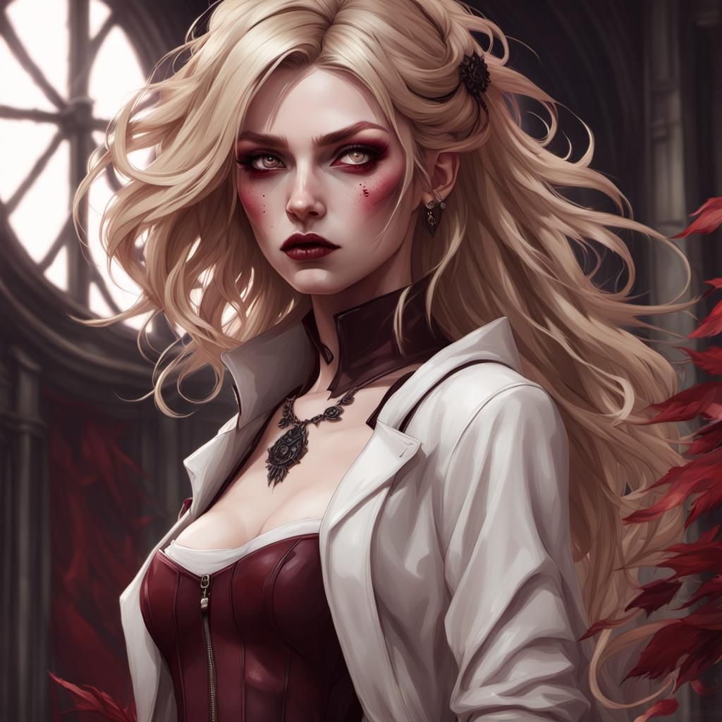 Goth Lady in Red: Detailed 8k Portrait