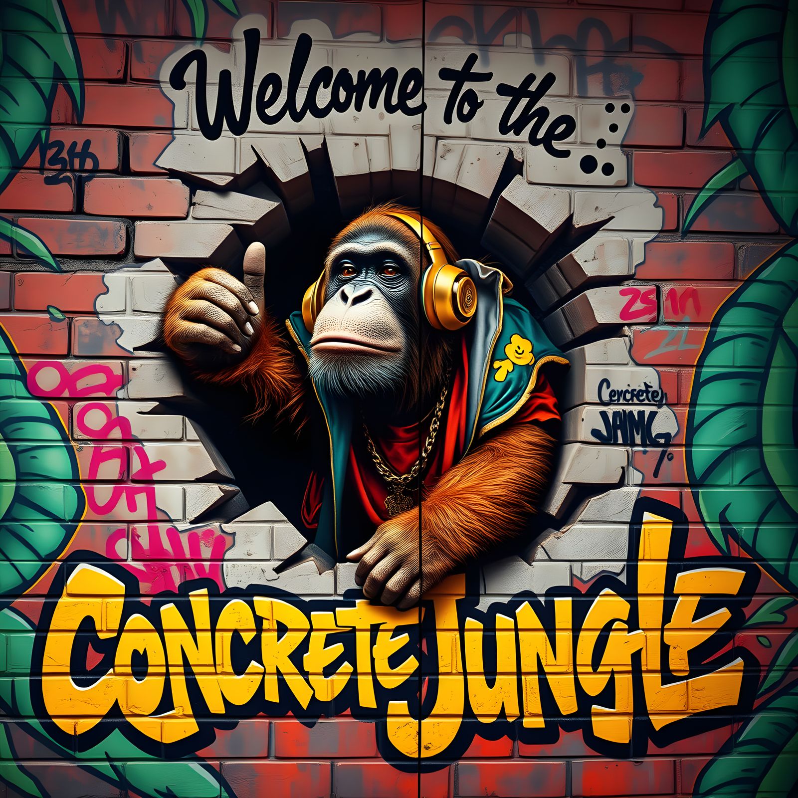 Orangutan Graffiti Art: Concrete Jungle Mural