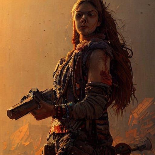 Post-Apocalyptic Raider in Desolate Landscape