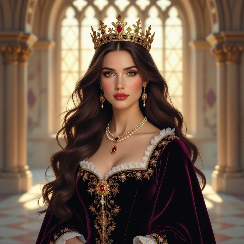 Medieval Queen in Pre-Raphaelite Style