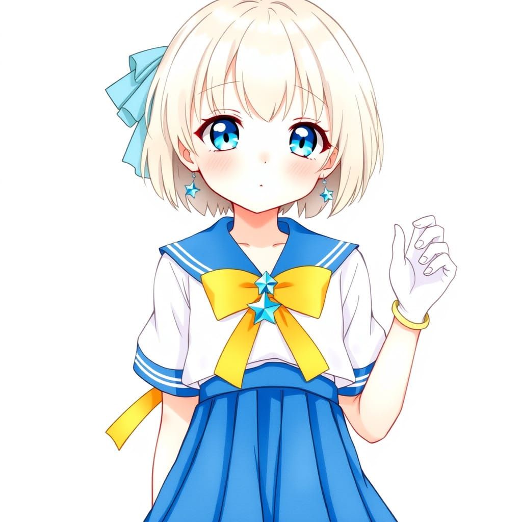 Shoujo Manga Sailor Girl with Watercolor Textures