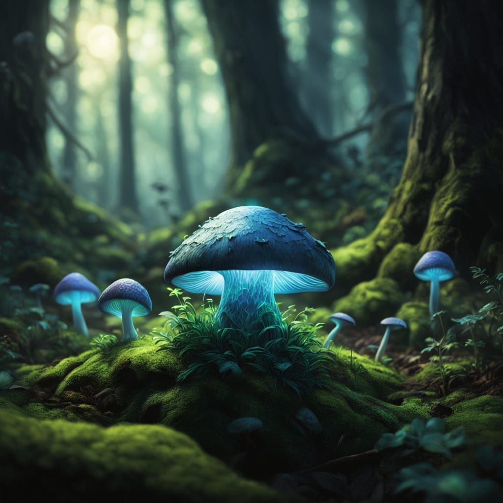 Ethereal Nybbos in a Vibrant, Mystical Forest