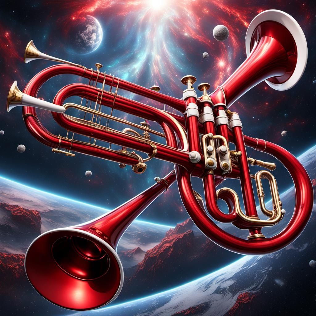 Cosmic Trombone in Detailed Matte Painting
