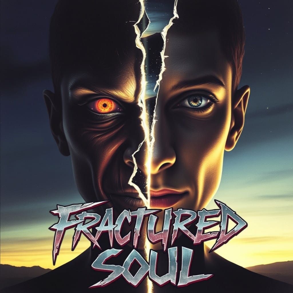 Haunting Portrait of a Fractured Soul in Dark, Eerie Style