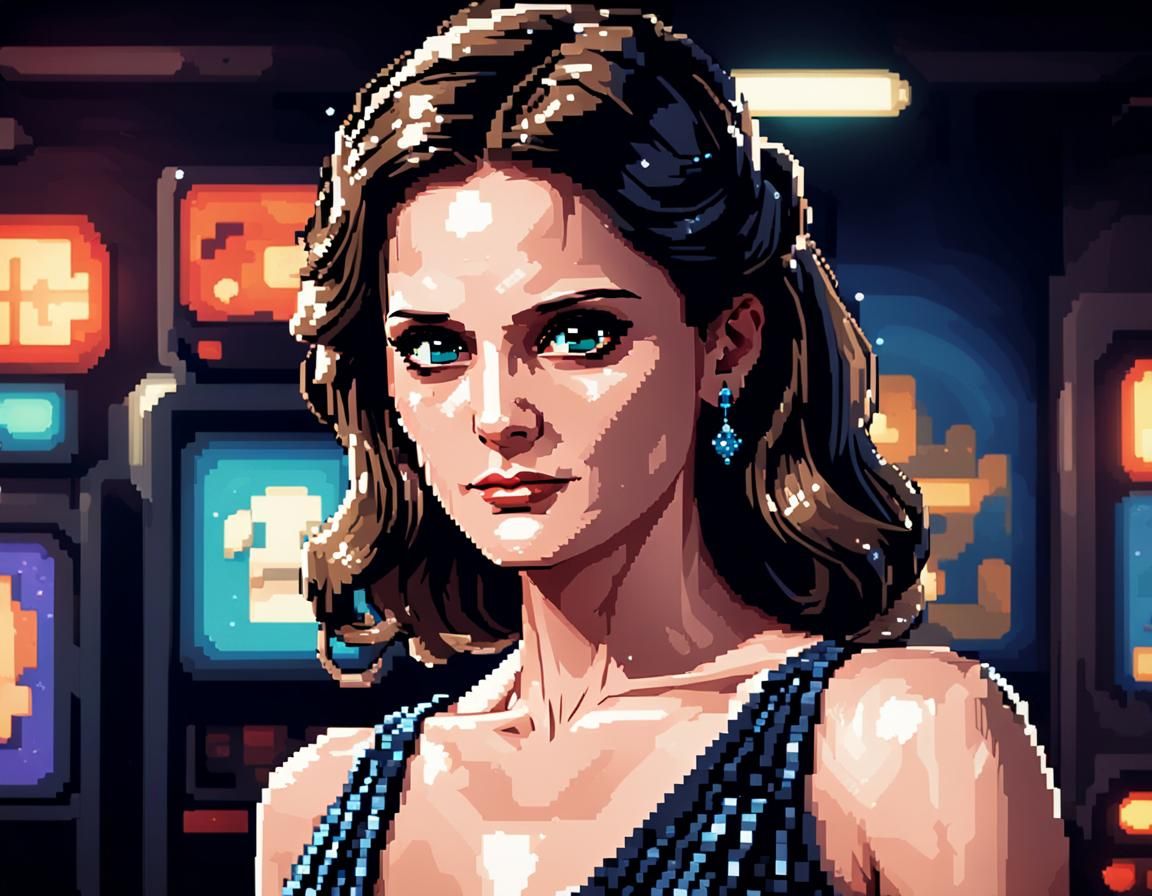 8-bit Pixel Art Portrait in Film Noir Style