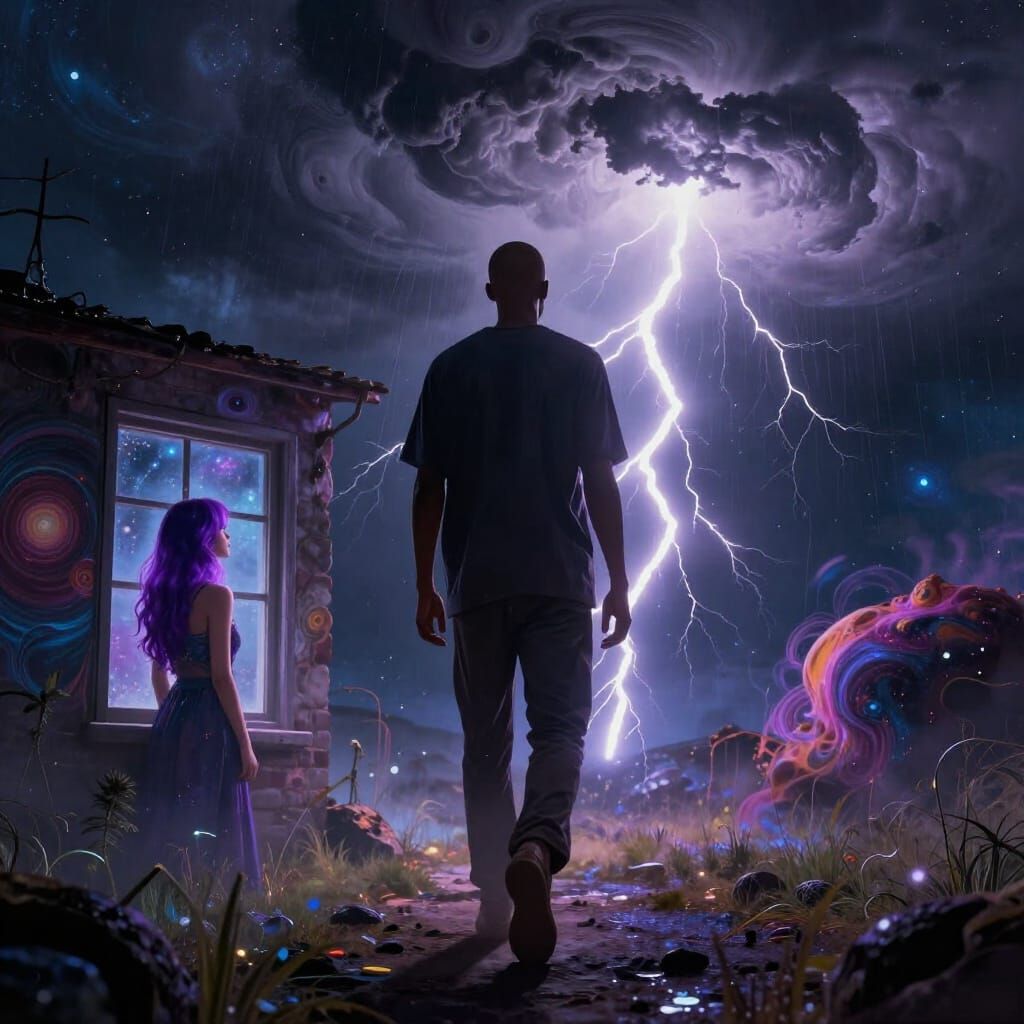 Man Walks Into Storm, Woman Watches From Window