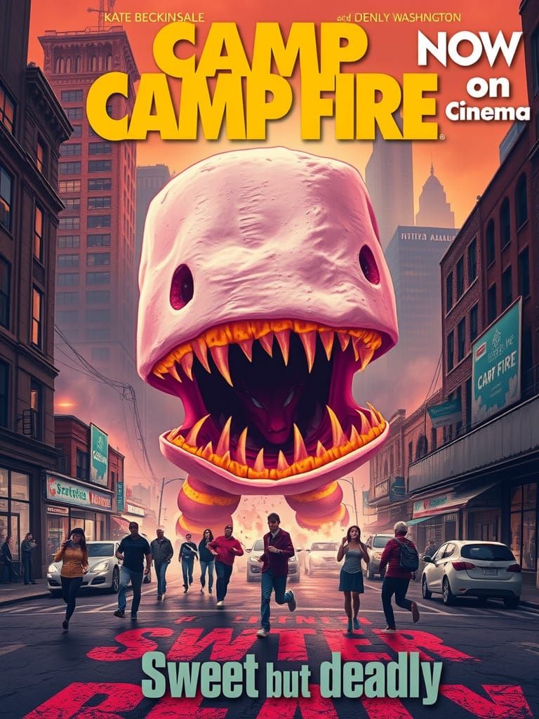 Marshmallow Monster Rampage: 80s Movie Poster Art