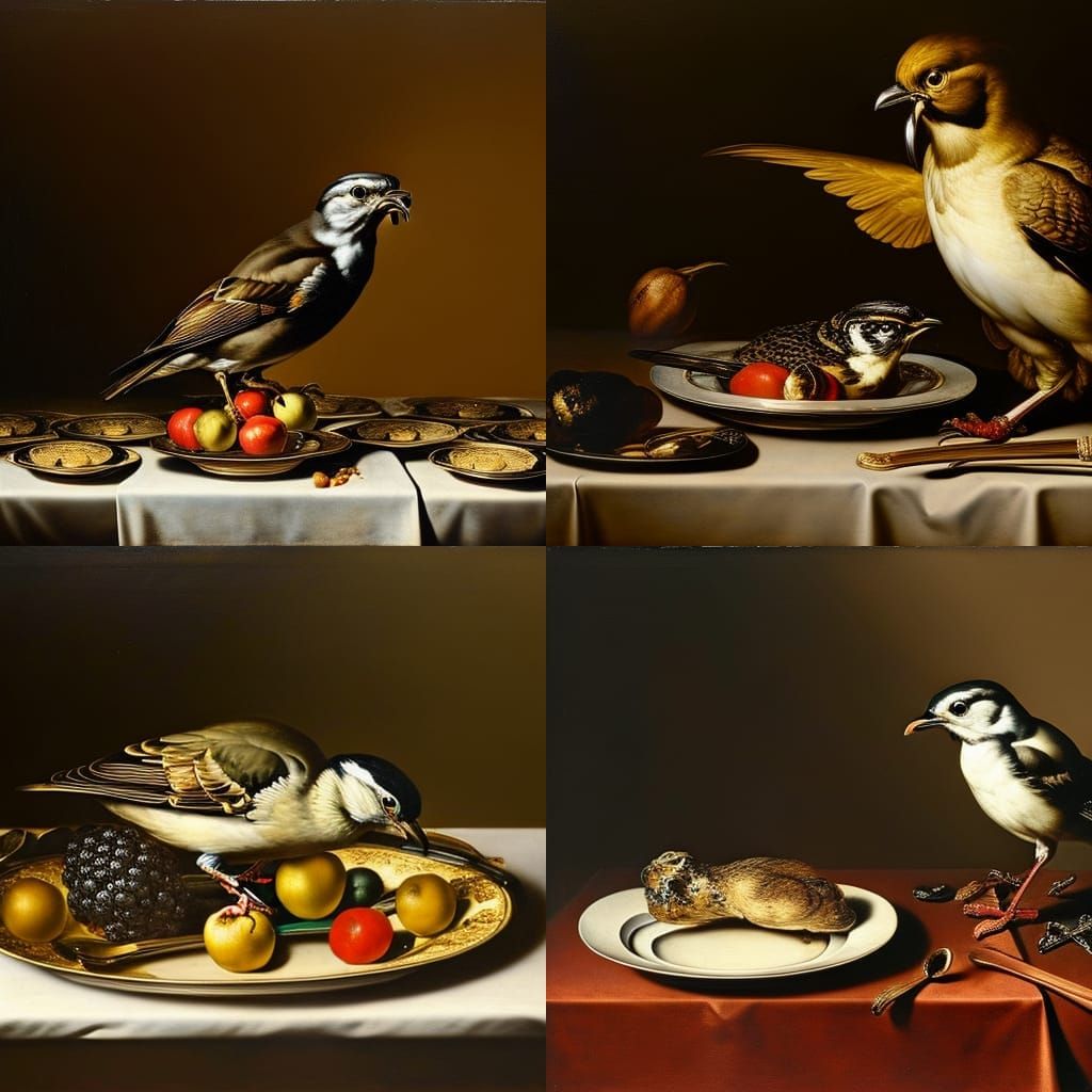 Baroque Still Life: Bird of Prey Eating Heart