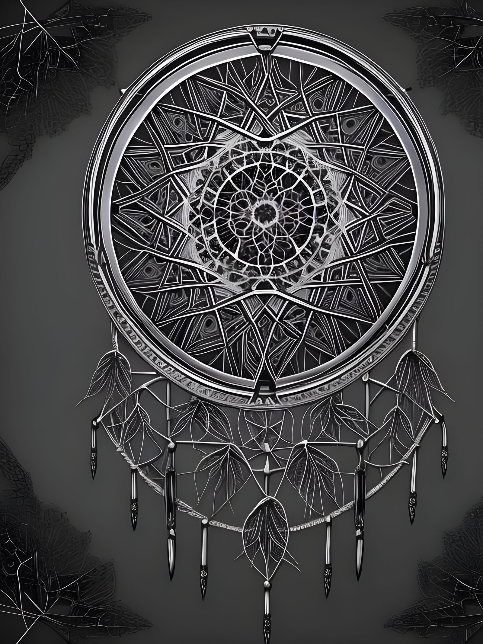Gothic Dreamcatcher of Bones and Webs: Hyperrealistic Art