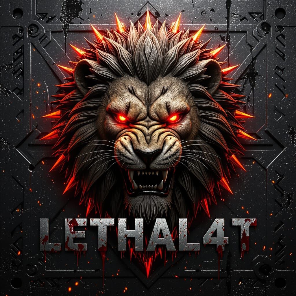 Fierce Lion Head in Dark Comic Book Style