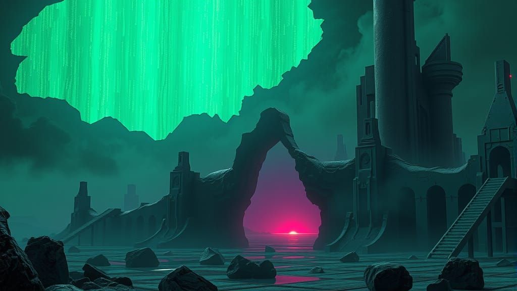 Toxic Alien Planet Reveal Digital Matrix Code in Eerie Neon ...