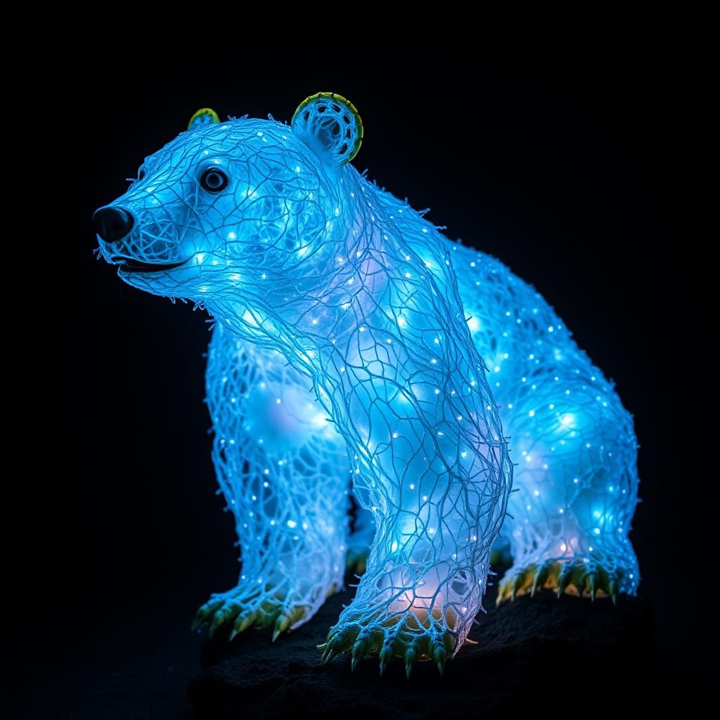Bioluminescent Mycelium Bear Emitting Electric Discharge