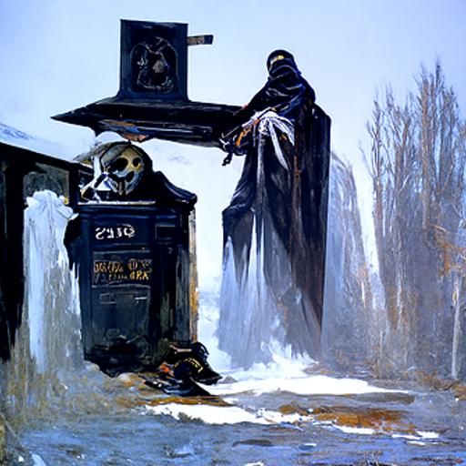 Death and Taxes as Oil Painting