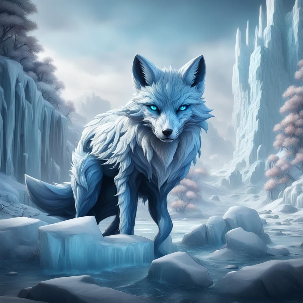 Fantastical Ice Fox in Detailed Matte Painting