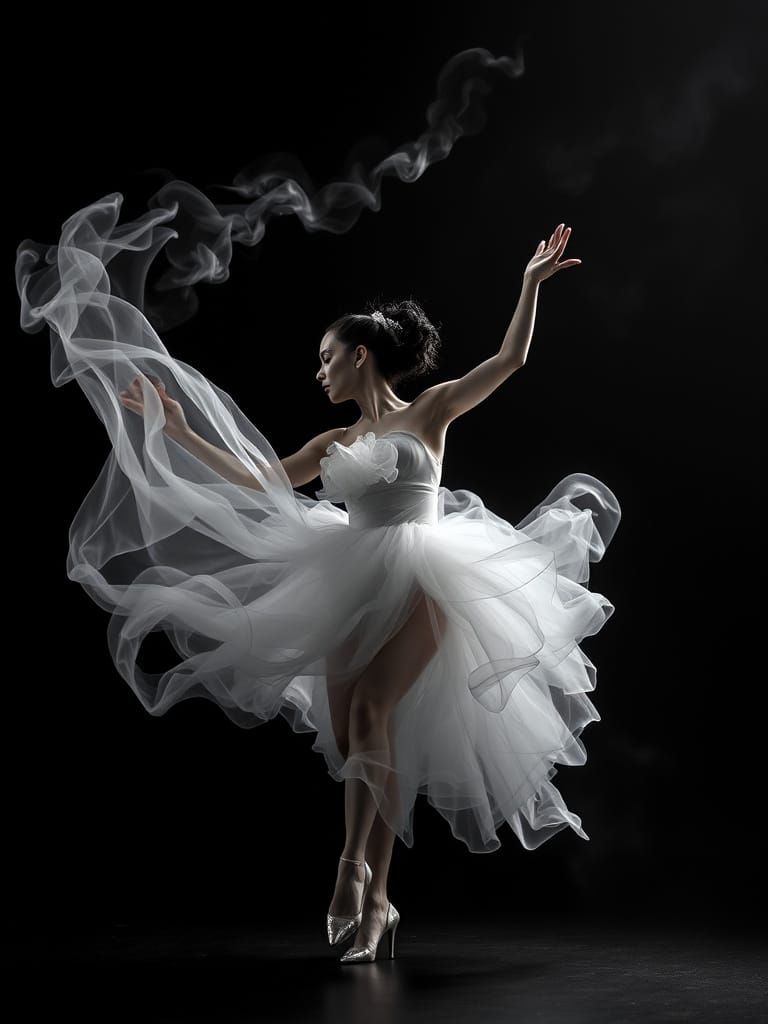 Ethereal Dancer Erupts from Smoky Vortex