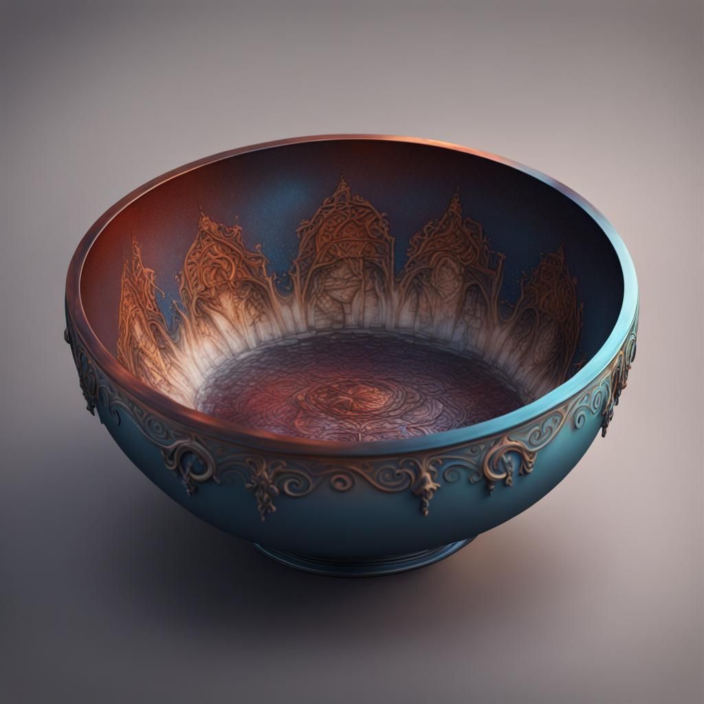 Fantastical Bowl in Detailed Matte Painting Style