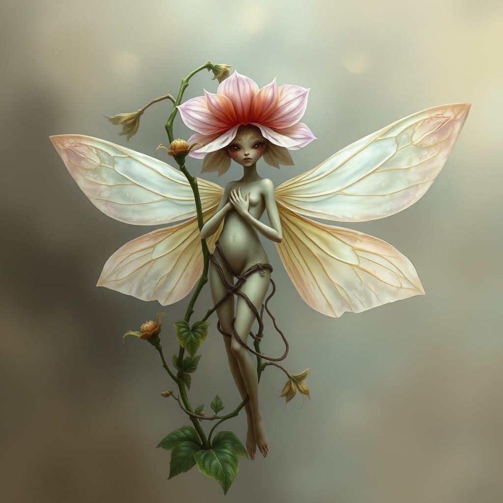 Ethereal Hellebore Piskie in Enchanted Floral Landscape