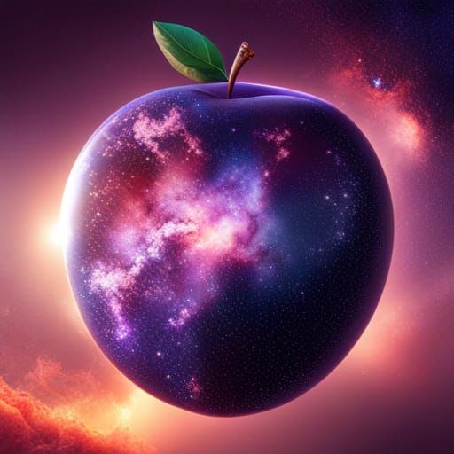 Crystal Apple with Galaxy: Digital Matte Painting