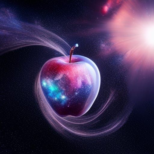 Crystal Apple with Galaxy, Digital Matte Painting