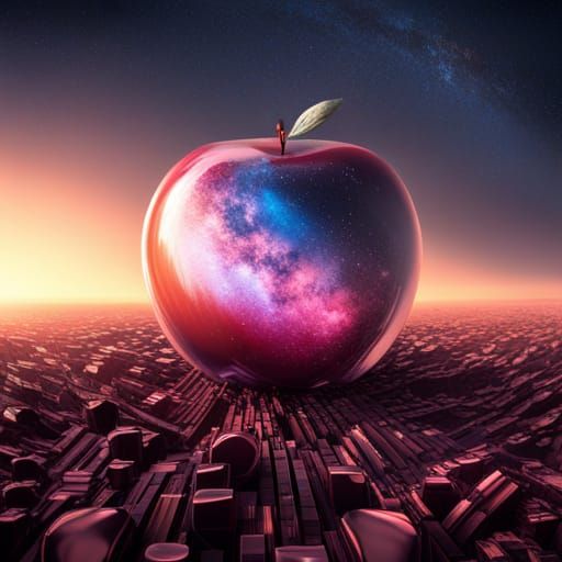 Crystal Apple with Galaxy Inside: Pop Art