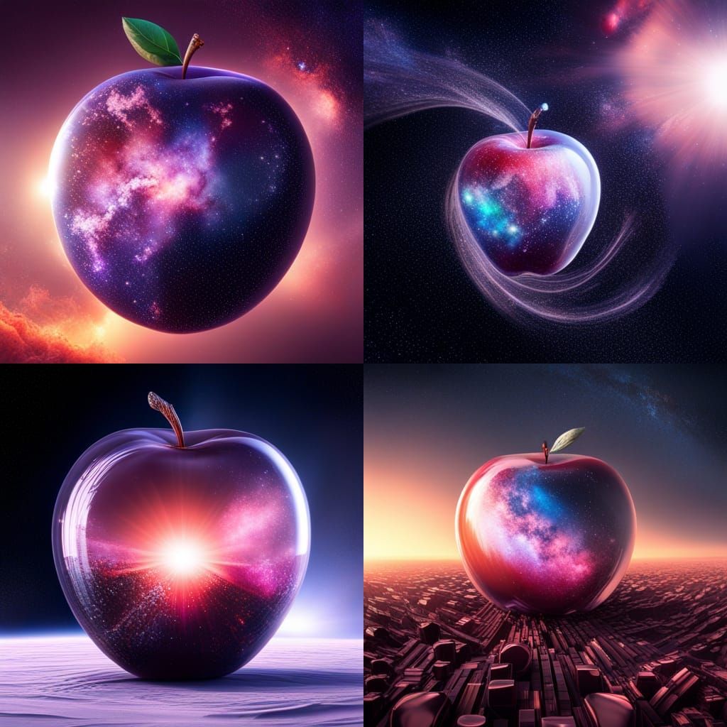 Crystal Apple with Galaxy Inside: Digital Pop Art