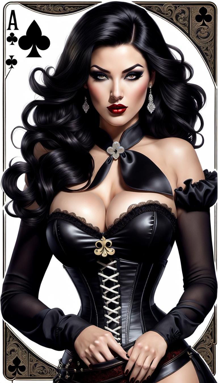 Ace of Clubs Pinup Girl in Hyperrealistic Style
