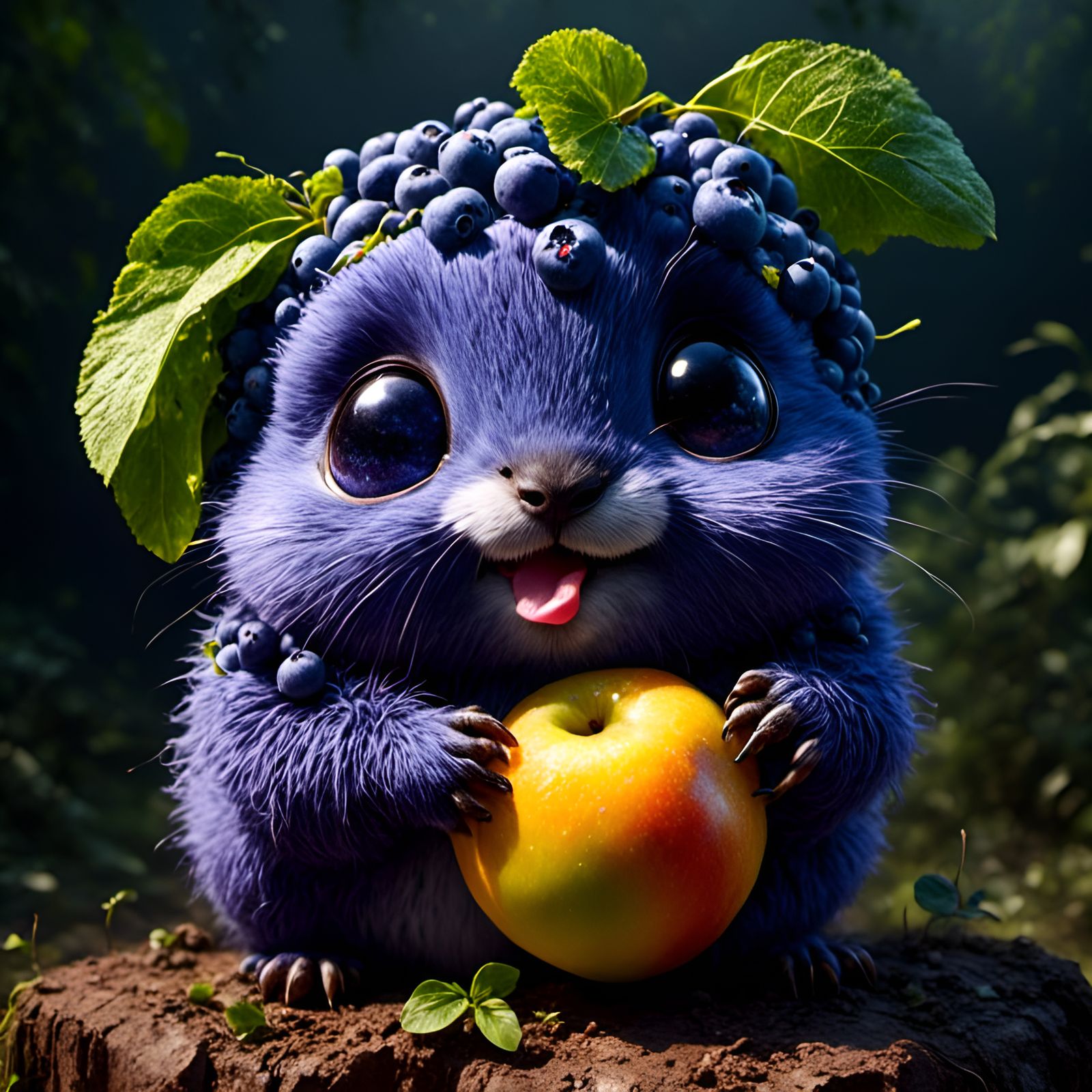 Sad Blueberry Portrait in Graffiti Style