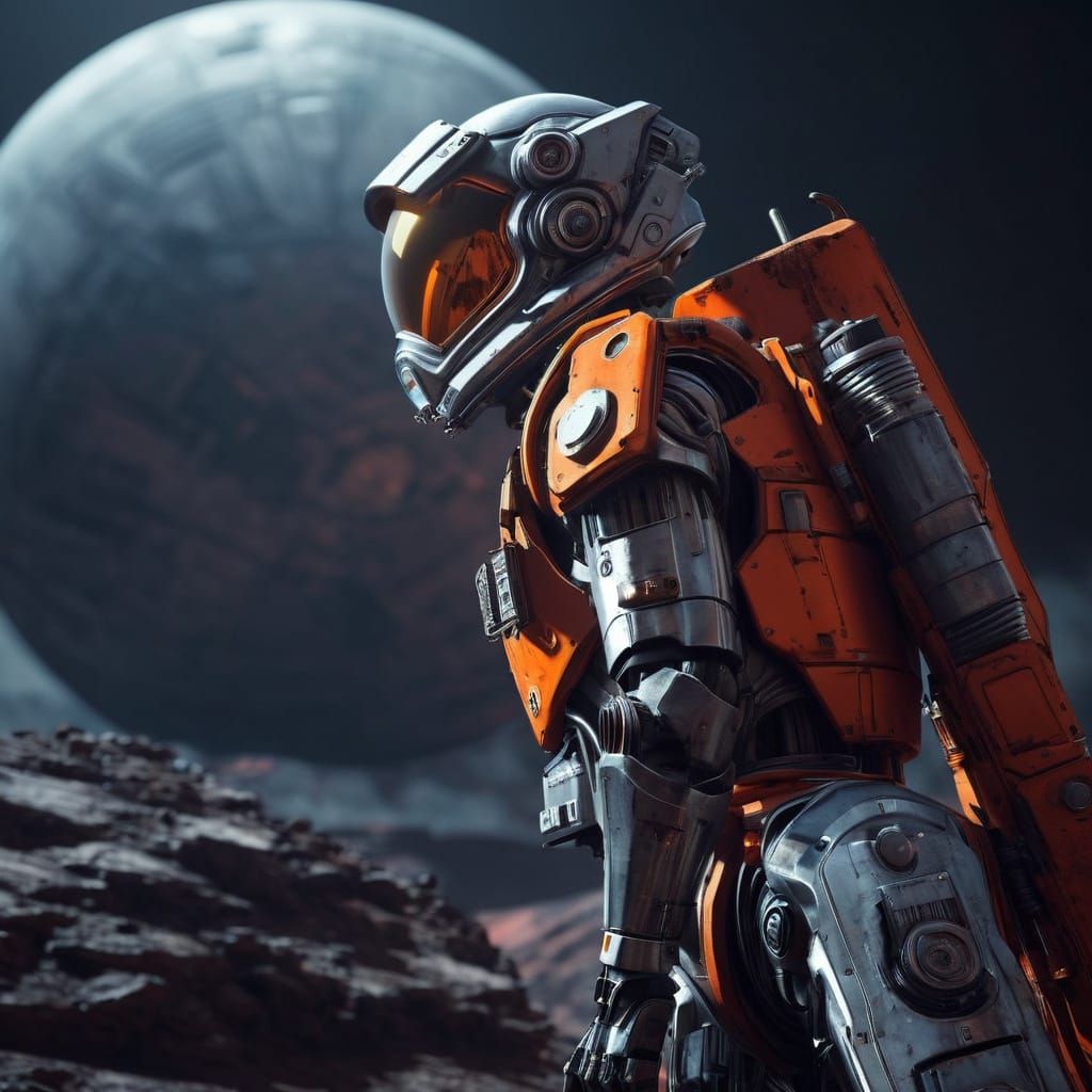 Retro-Futuristic Astronaut on a Distant Planet