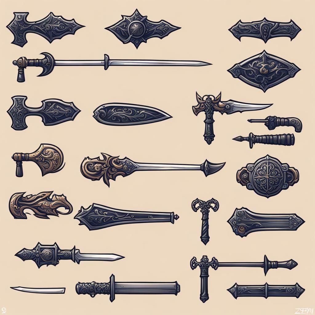 Realistic RPG Item Table in Anime Style