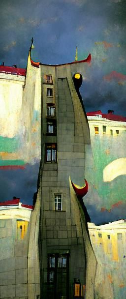 Gothic Architecture Exiting into an Expressionist Landscape