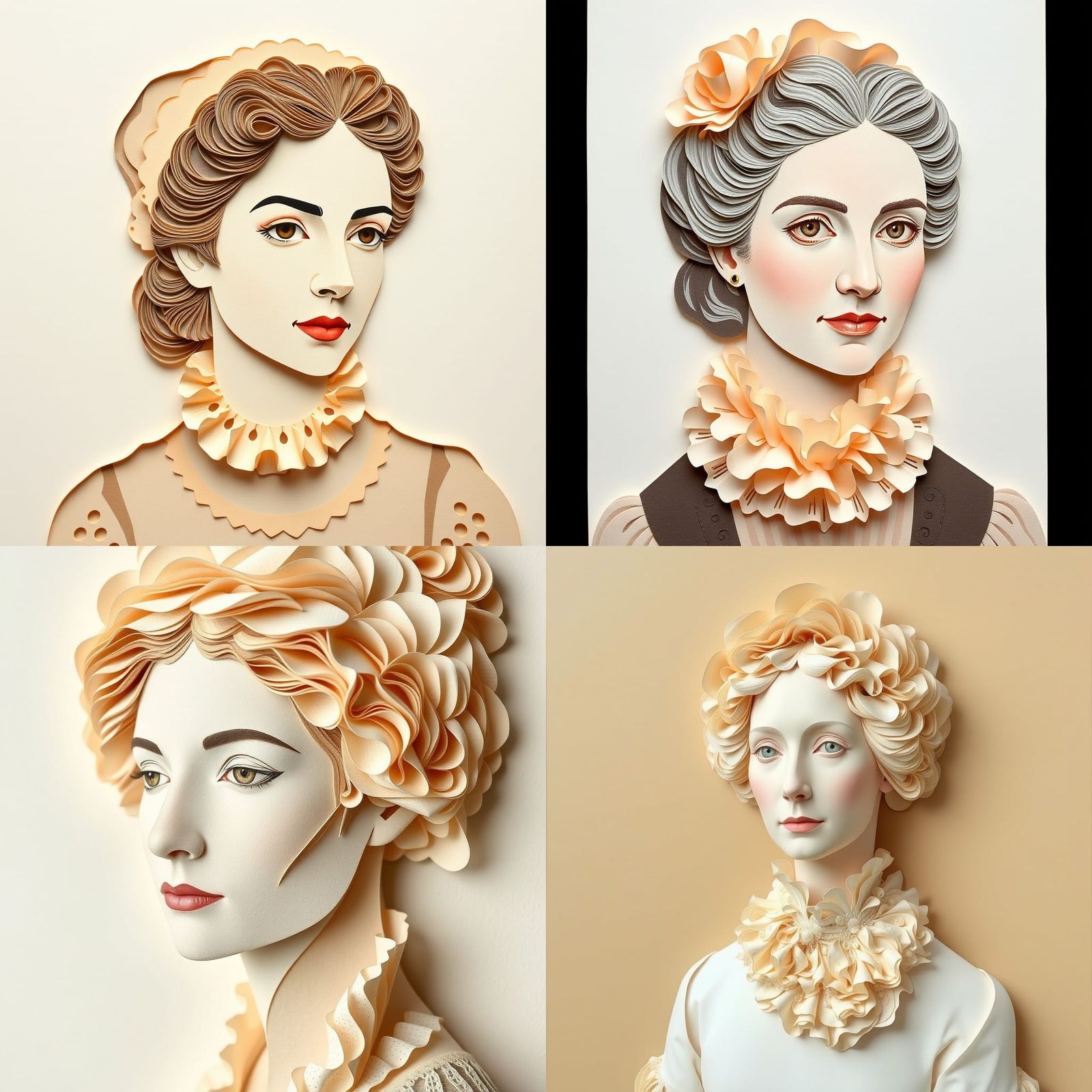 Paper Art Layers: Olympe de Gouges in Pastel Beige