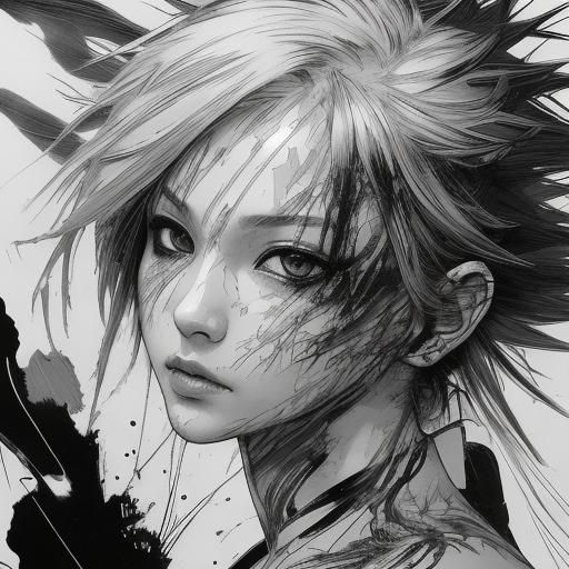 Detailed Forex Chart in Sumi-e Style