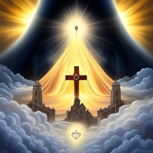 Holy Trinity in Nuclear Apocalypse, Dark Fantasy Art