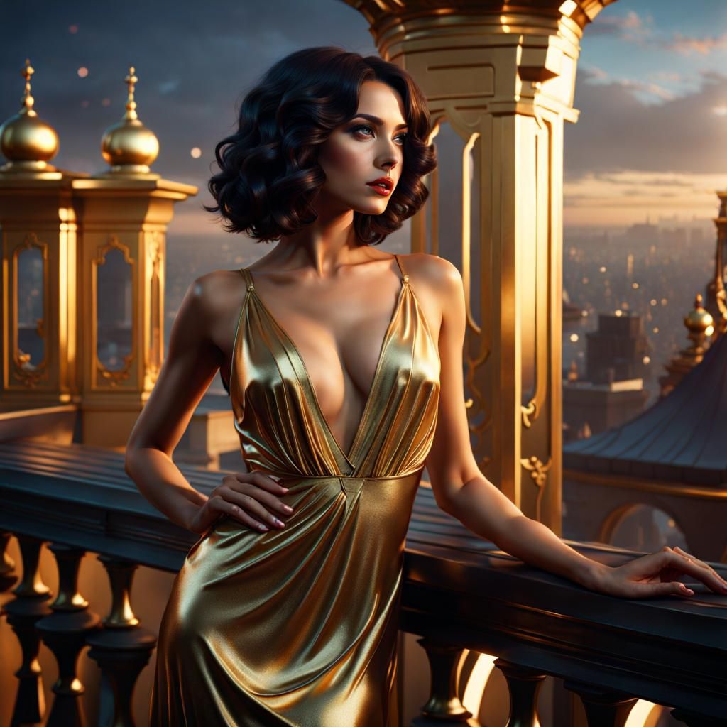 Woman in Gold Negligee: Fantasy Concept Art