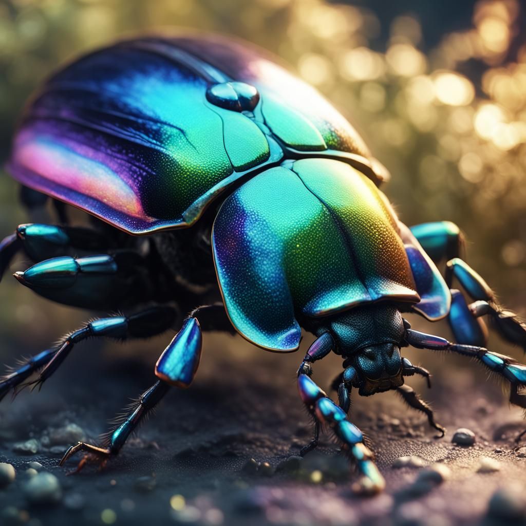 Iridescent Beetle: Detailed Matte Painting