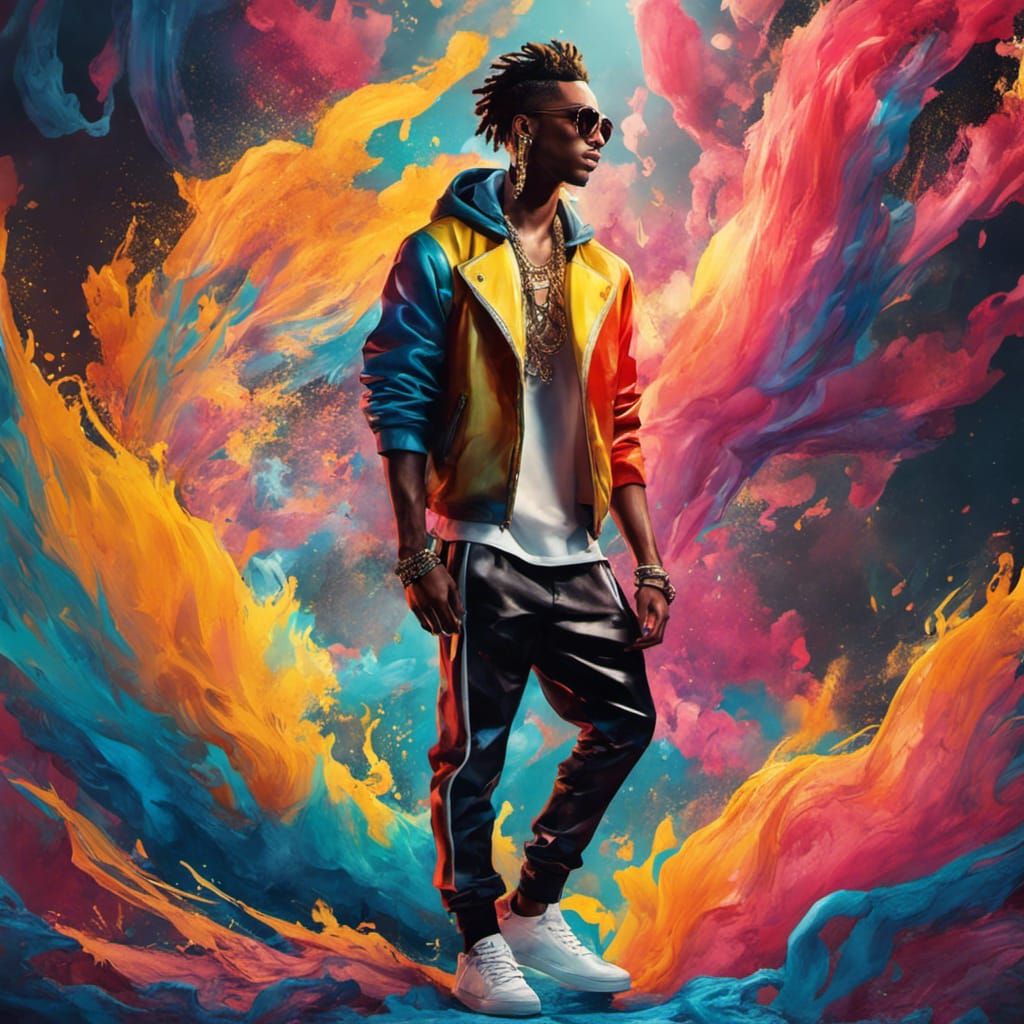 Hip-Hop Model Art Illustration in Watercolor Style