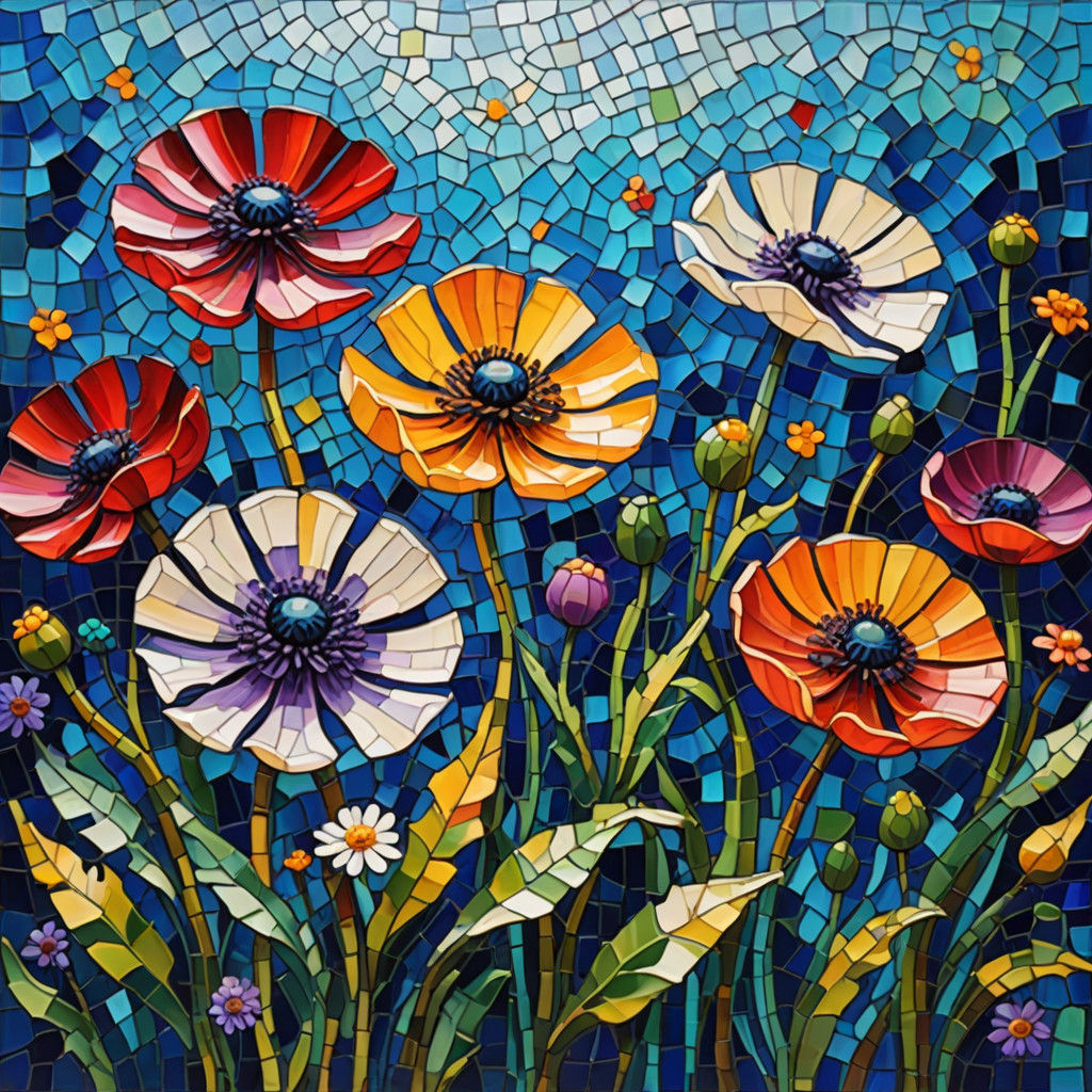 mosaic sea anenomes stainglass