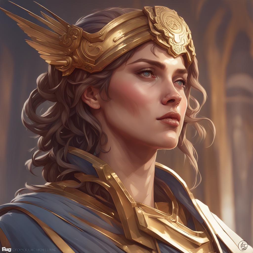 Athena Portrait in Art Nouveau Style