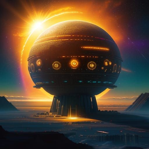 Futuristic Sun Mining Megastructure in Space