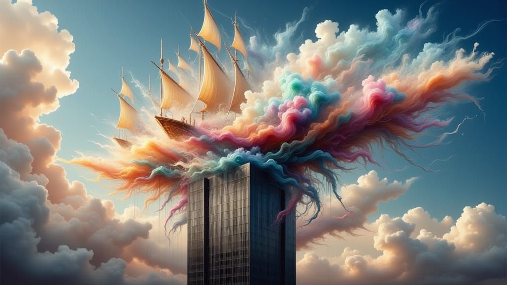 Ethereal Cloud-Ship Descends on Boston's Modern Icon