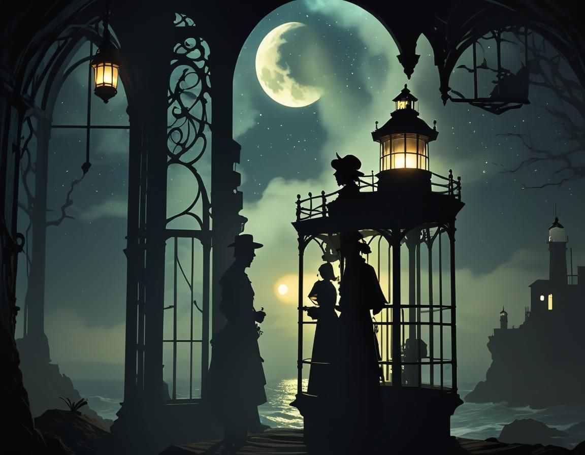 Mystical Lighthouse Keeper in Silhouette Animation