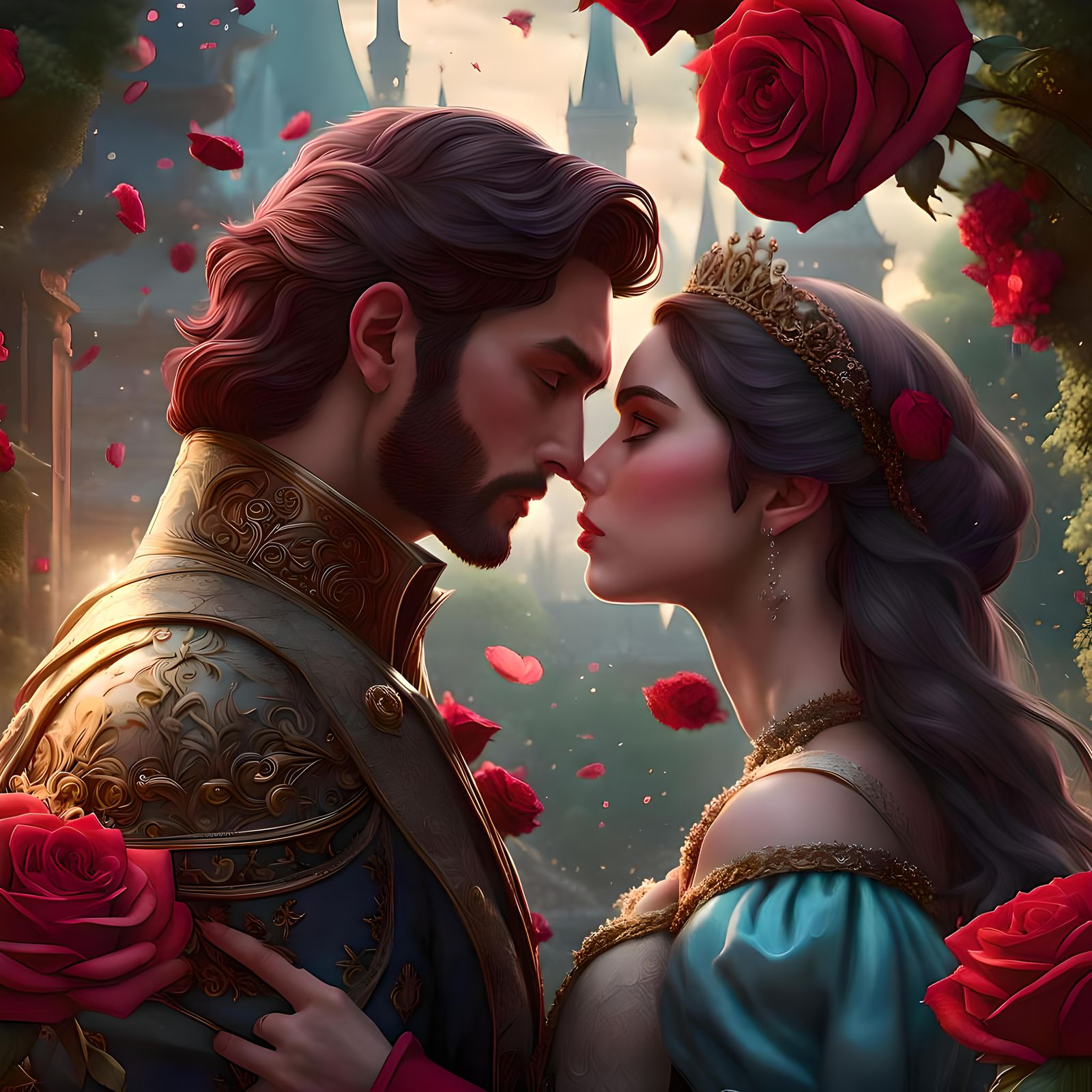 Enchanted Princess and Prince in Royal Garden Art