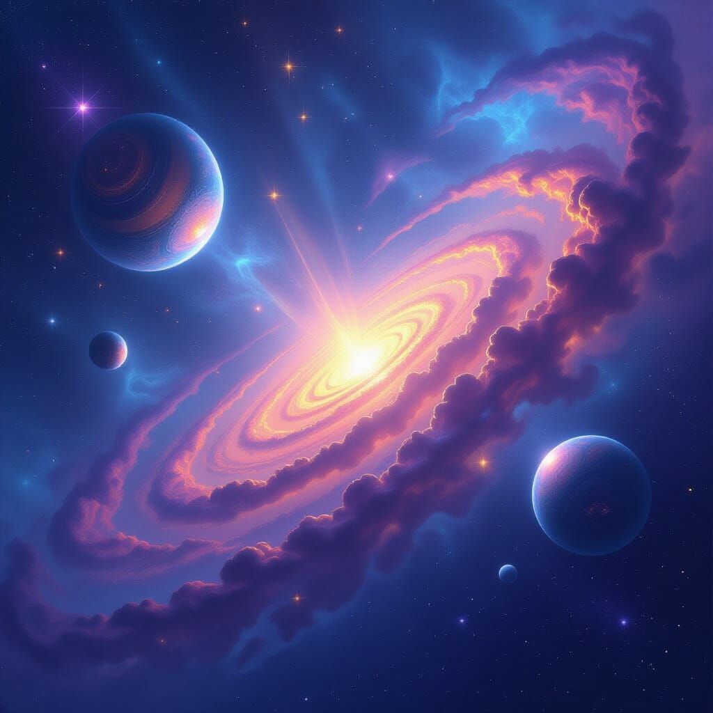 Mystical Galaxy Vista with Iridescent Colors