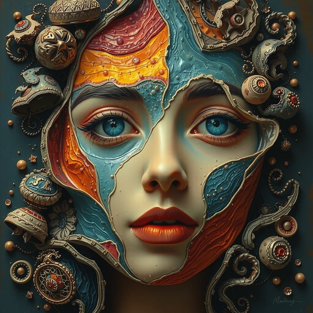 Dreamlike Amoeboid Landscape Painting