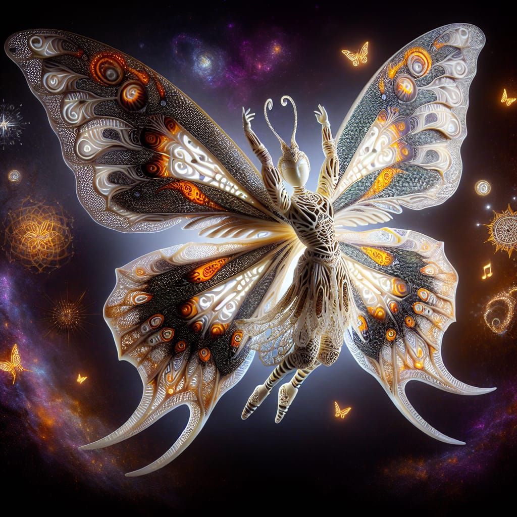 Luminescent Bone Fairy with Butterfly Wings